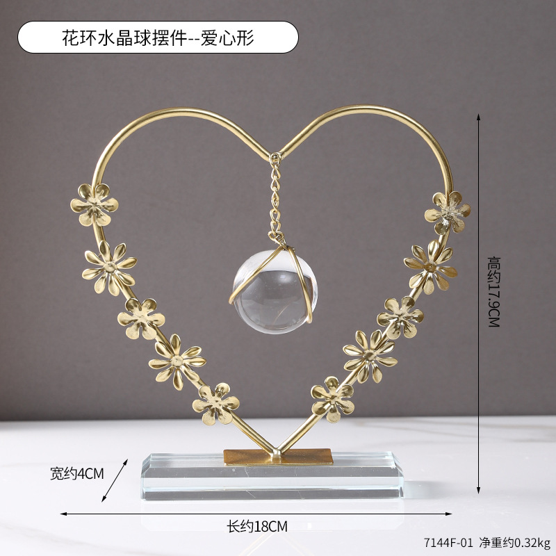Garland crystal ball ornament--heart-shaped
