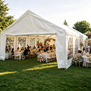 Tente de réception quatre saisons en acier galvanisé avec protection UV en PE 6x10m 2000-3000mm, imperméable, cinq pièces, blanche, pour événements - Product Image 1