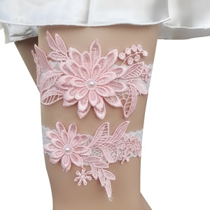 Venta al por mayor de encaje Floral de <span class=keywords><strong>boda</strong></span> <span class=keywords><strong>liga</strong></span> de encaje elástico banda de ligas de novia - Product Image 3