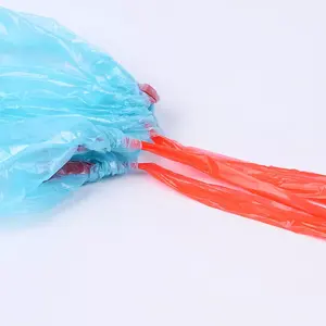 China manufacture wholesale custom plastic garbage bags with ribbon tie string drawstring tape trash bags yellow blue white