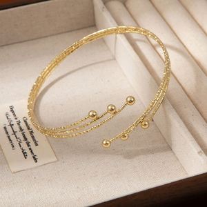 Bracelet de bras torsadé géométrique vintage pour femme, motif floral, ajustable, plaqué or, en alliage, pour soirée - Product Image 3