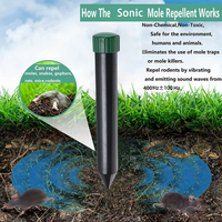 Repelente de Gopher de serpiente topo alimentado por batería con Control de voz para césped, jardín, patio, espigas disuasorias sónicas de topos, repelente de marmota