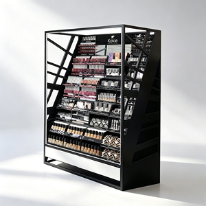 Meuble de présentation cosmétique autoportant en métal à plusieurs niveaux avec logo personnalisé et tiroir de rangement - Product Image 1
