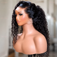 Perruque sans colle à dentelle transparente HD, bouclée afro, 100% cheveux humains, densité 200%, 20 pouces, pré-épilée, installation rapide