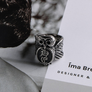 Owl <b>Ring</b> <b>Titanium</b> Steel Men's Animal Punk Jewelry SA410 Gift - Product Image 2
