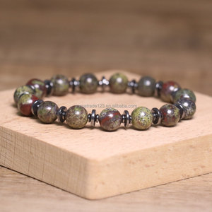 Pulsera de cuentas de hematita natural de sangre de dragón, hecha a mano, elástica, estilo minimalista para hombre, venta al por mayor - Product Image 2