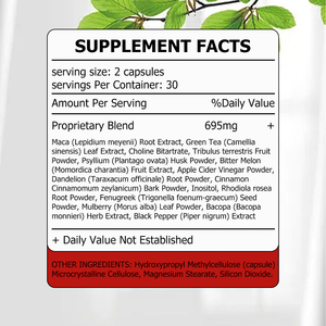 Capsules ODM OEM Brûle-graisses avec extrait de racine de Maca et extrait de feuille de thé vert pour la gestion du poids, la digestion, l'énergie et la santé de l'appétit - Product Image 2