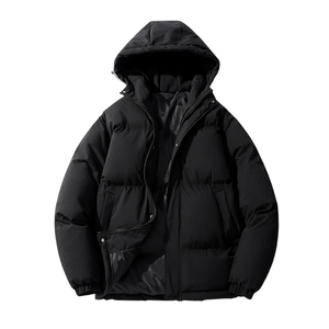 Manteau unisexe en duvet respirant à capuche coupe-vent résistant à l'usure et aux taches en polyester pour l'hiver - Product Image 2