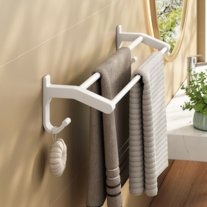 Porte-serviettes Ou Shumei à double barre avec crochet, support mural pour serviettes de salle de bain - Product Image 1