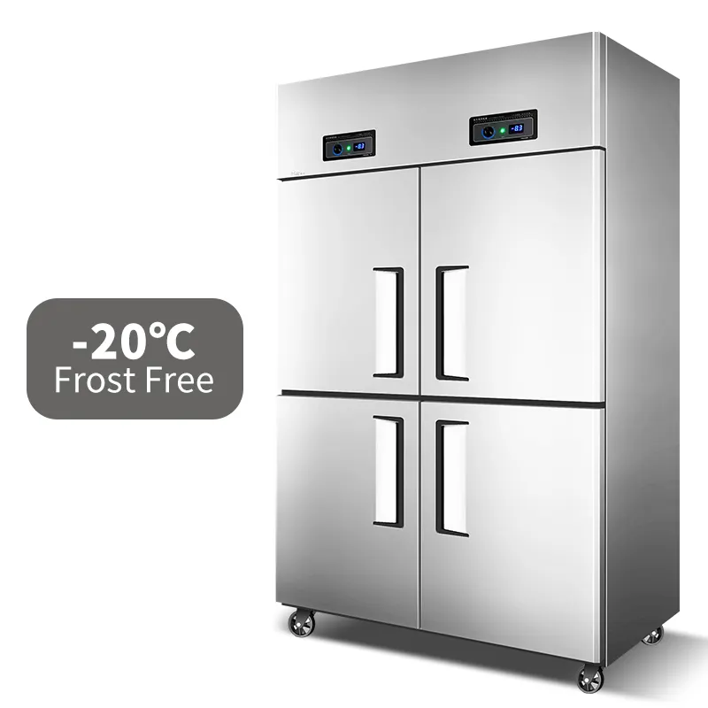 Custom LOGO Big Capacity Commercial Fridge Freezers Stainless Steel 4 door Kitchen Refrigerator