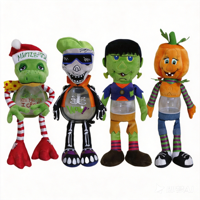Sac à dos en peluche monstre vert Halloween Candydraem avec pot à bonbons transparent, sac à jouets en peluche pour la fête des trucs ou des fripes