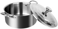 Casserole en acier inoxydable 304 de haute qualité à trois couches, avec deux poignées, finition polie miroir, compatible induction LFGB