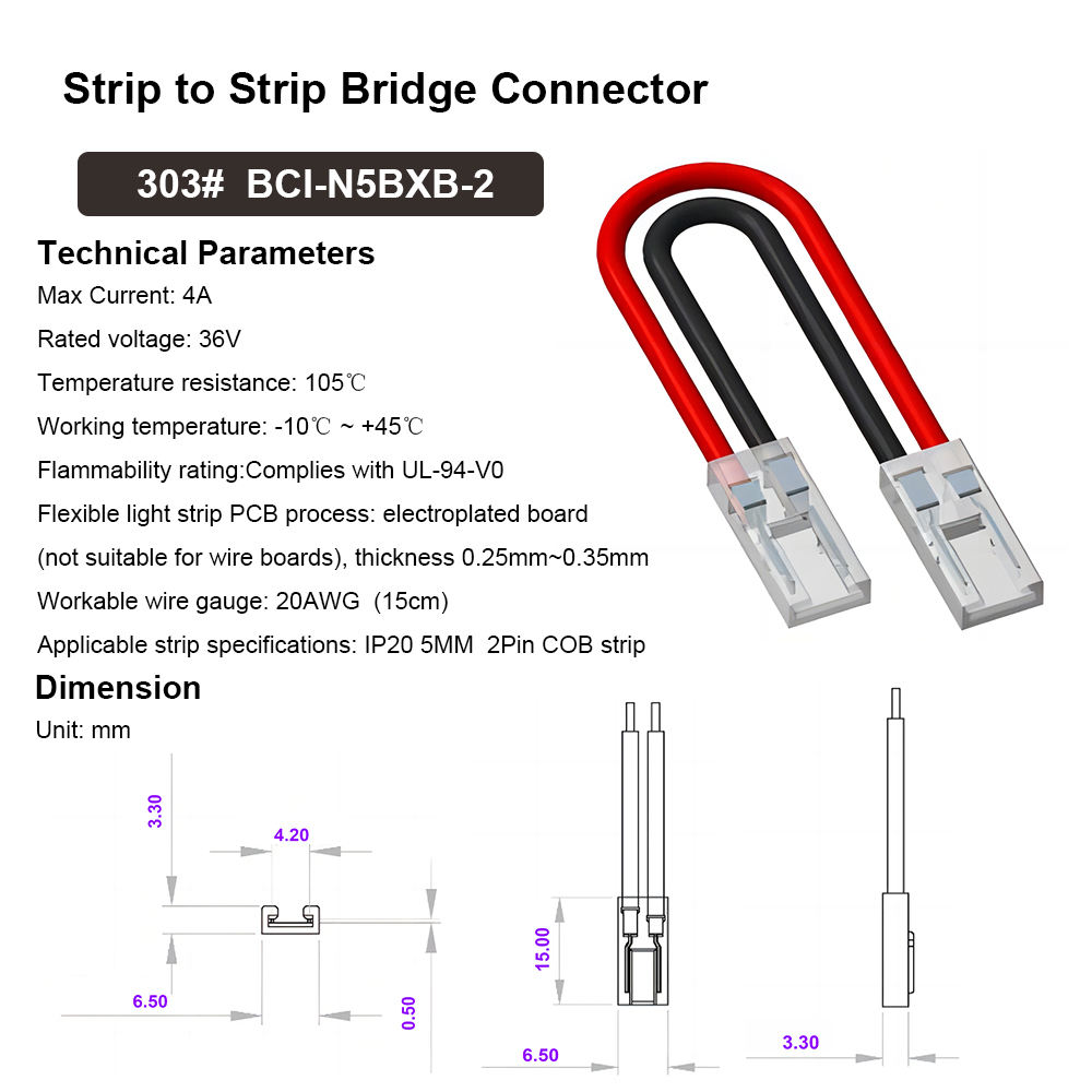 303 #5mm 2Pin Strip to strip Puente