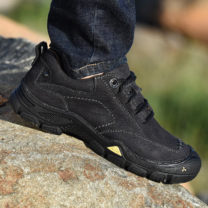 Zapatos de Senderismo para Hombre, de Piel de Vacuno de Primera Capa, Estilo Vintage, Anticolisión, para Viajes, Deportes de Ocio, Montañismo y Campamento - Product Image 1