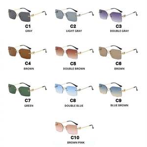 Lunettes de soleil polygonales rétro œil de chat tendance 2025 avec logo personnalisé, monture en alliage, verres dégradés UV400, sans monture, carrées, pour hommes et femmes - Product Image 6