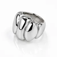 Edelstahl Modeschmuck Ring, Polierter Vergoldeter Breiter Gerillter Auffälliger Statement-Fingerring für Unisex Tägliches Tragen