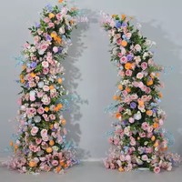Hochzeits rosen und Trompeten blumen gewölbter Hintergrund gewölbte Blumen anordnung künstliche Seiden blume gewölbte Dekoration