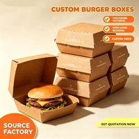 Boîte à hamburger rectangulaire en carton ondulé kraft, qualité alimentaire, résistante à l'huile, jetable, finition mate, impression personnalisée, vente en gros à prix abordable