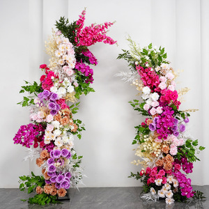 S730 Custom 6ft 7ft cornice a mezza luna corno sfondo colorato floreale set di 2 archi di fiori curvi per proposta di matrimonio decorazione festa - Product Image 4