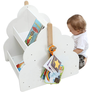 Librería de madera blanca para niños de 1 a 5 años Gabinete infantil para exhibir <span class=keywords><strong>libros</strong></span> pequeños Estantería para niños - Product Image 4