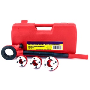 Kit d'outils manuel d'enfilage de tuyaux <span class=keywords><strong>4</strong></span> matrices ensemble d'outils de tête de barre de filetage à poignée à cliquet <span class=keywords><strong>1</strong></span>/2 ",3/<span class=keywords><strong>4</strong></span>",<span class=keywords><strong>1</strong></span> ",11/<span class=keywords><strong>4</strong></span>" - Product Image 2