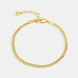Pulsera de Cadena Cubana Delgada Chapada en Oro de 18K, Joyería Religiosa Clásica de Moda Hecha de Latón, en Oferta - Product Image 2