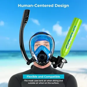Masker Selam Mini Portabel 0.5L dengan Tabung Oksigen, Sistem Pernapasan Snorkel, Pompa, Tangki Selam Bawah Air Aluminium - Product Image 6
