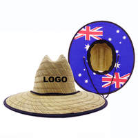 Chapeau de pêche pour hommes, bonnet de plage naturel, en paille, surf, drapeau américain et usagé