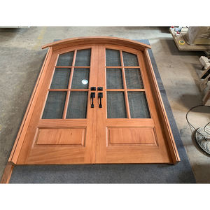 Porte arquée en bois d'acajou avec des fenêtres en verre ouvrables de boulon de crémone pour des maisons nouveau design portes extérieures intelligentes - Product Image 1