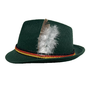 Chapeau paysan gris en feutre style Oktoberfest avec plume, logo personnalisé, pour hommes et femmes, <span class=keywords><strong>costume</strong></span> de fête - Product Image 5