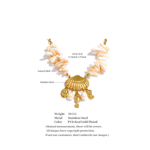 JINYOU 2775 Ocean Style Summer Handmade <strong>Statement</strong> <strong>Necklace</strong> Stainless Steel Shell Seahorse Fish Pendant <strong>Necklace</strong> - Product Image 6