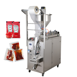 Máquina de envasado de pasta de sellado lateral de 3 bolsas pequeñas automáticas, máquina de llenado de salsas de miel líquida para salsa de Chile neumática eléctrica - Product Image 1