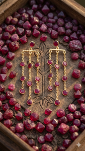 Brass Chain <b>Drop</b> Stone <b>Earring</b> | Elegant Dangle <b>Earrings</b> with Multi Stone Tassels | Wedding Statement Jewelry - Product Image 5