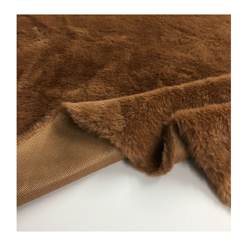 10MM Pile Solid Color Dyeing Plush Fabric Brown Artificial Synthetic Faux Rabbit Fur Plush Fabrics