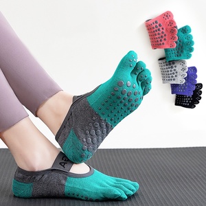 Calcetines de Yoga Transpirables para Mujer, Calcetines de Pilates Antideslizantes de Cinco Dedos con Silicona, Calcetines de Gimnasio para Mujer, Calcetines de Algodón para Ballet y Danza - Product Image 1