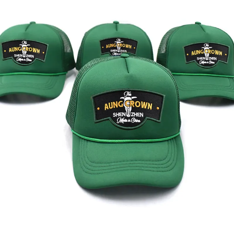 Wholesale High Quality Army Green 5 Panel trucker foam caps Custom Embroidery Logo Foam Mesh trucker Caps Hat