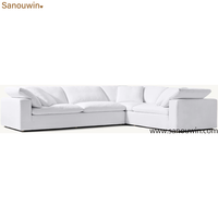 Canapé d'angle en tissu lin blanc, style nuage, moderne, pour salon, personnalisable, luxe, vente chaude