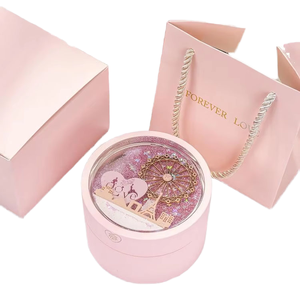 Collar con Colgante Romántico de Rueda de la Fortuna con Purpurina y Escena de Arena Movediza para el Día de San Valentín, Caja de Joyería de Cuero con Luz LED - Product Image 1