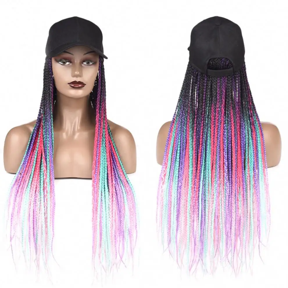 MYZYR 24 Inch Hat With Wig mit Braided Box twist Braids For Afro Black Women Factory Low Price Wholesale Long Straight perücke