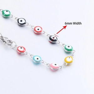 Pulseras de Acero Inoxidable Color Plata de 6mm con Ojo de la Suerte para Mujer, Tipo Cadena, Varios Colores Personalizables - Product Image 2