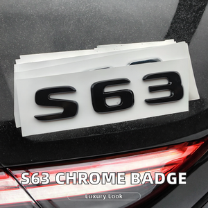 Autocollant 3D chromé <span class=keywords><strong>noir</strong></span> ABS de luxe, logo S63, lettres pour coffre de voiture, emblème pour <span class=keywords><strong>Mercedes</strong></span> W221 W222 S63 - Product Image 2