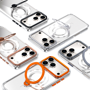 360 Rotation Magnetic <b>Stand</b> Wireless Charging Shockproof Waterproof Hard Clear Transparent Full Body Case City Scenery Design - Product Image 3