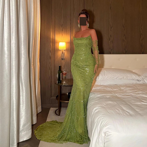 Abiti da sera di lusso Dubai verde sirena <span class=keywords><strong>con</strong></span> <span class=keywords><strong>guanti</strong></span> 2024 eleganti abiti da festa di nozze donna Arabia saudita SZ306 - Product Image 3