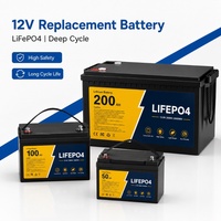 بطارية ليثيوم حديد فوسفات (LiFePO4) عميقة الدورة 12.5 فولت 50 أمبير ساعة مع نظام إدارة البطارية (BMS) للاستخدامات الخارجية والشمسية والمركبات الترفيهية والبحرية