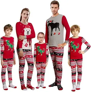 Bedrucktes Heimkleidung-Pjama-Set gestreifte Weihnachtspyjamas Weihnachten Eltern-Kind-Outfit Weihnachten