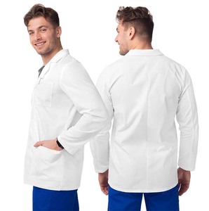 ชุดเสื้อกาวน์หมอสีขาวทนกรดไซส์ XL 3XL ชุดยูนิฟอร์มสำหรับโรงพยาบาลและหมอ - Product Image 5