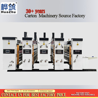 Machine automatique de fabrication de boîtes en carton ondulé 1224 avec alimentation par bords, impression flexo 3 couleurs, découpeuse rotative et rainureuse