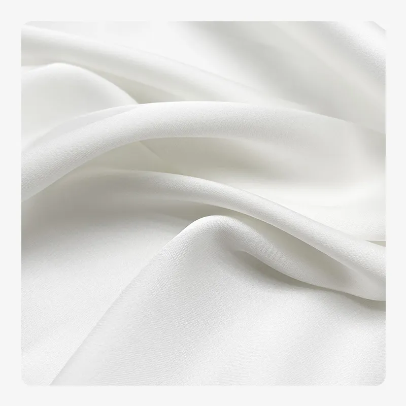 Tissu Usine en stock En Gros Blanc 100% Polyester Stretch Sharmouse Charmeuse Satin De Mariée pour Doublures De Robe