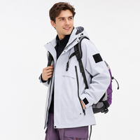 Veste de randonnée, d'escalade et de trekking imperméable, coupe-vent, respirante, à capuche, de couleur unie, avec coutures techniques personnalisables