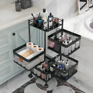 Wholesale Modern Metal 5-Layer Rotating Baskets Storage Rack Shelf <b>Vegetable</b> Fruit Basket Kitchen Trolley Cart - Product Image 1